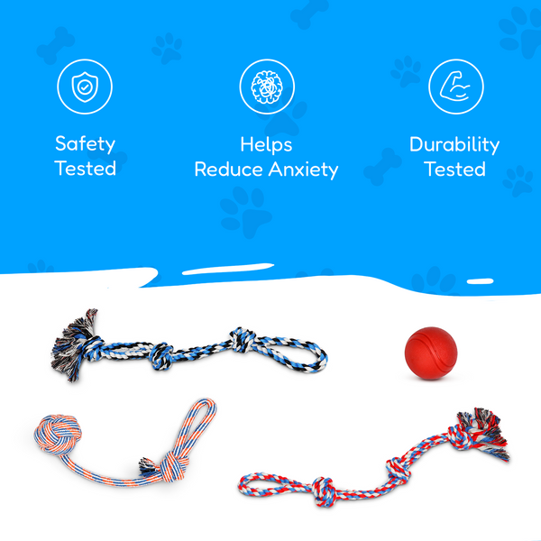4 Piece Dog Rope and Ball Set (for Medium and Large Dogs)