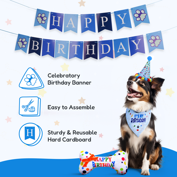 Dog Birthday Party Set - Blue Stars