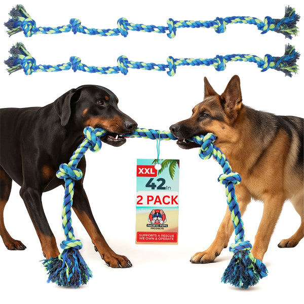 XXL 6 Knot Giant Dog Rope (For XL and XXL Dogs) - 2 PACK - Neon
