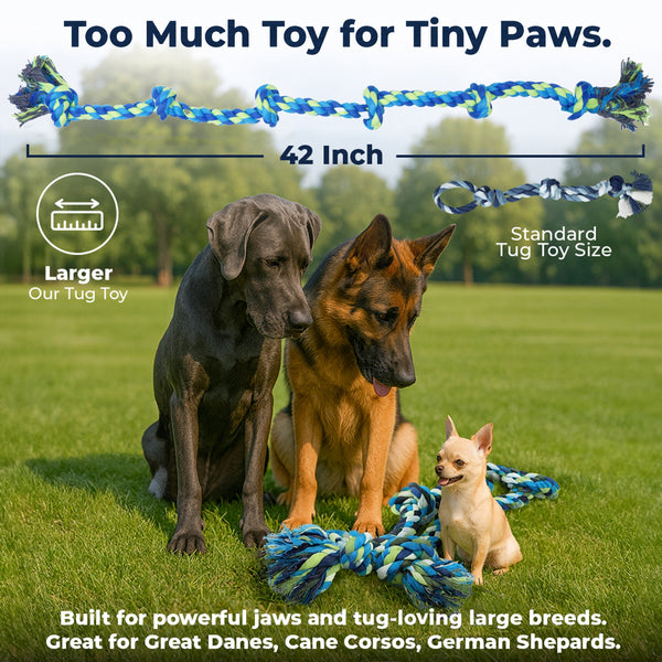 XXL 6 Knot Giant Dog Rope (For XL and XXL Dogs) - 2 PACK - Neon