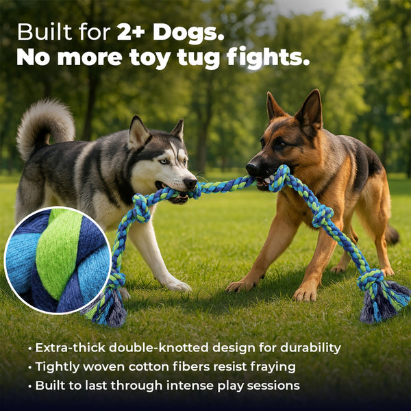 XXL 6 Knot Giant Dog Rope (For XL and XXL Dogs) - 2 PACK - Neon