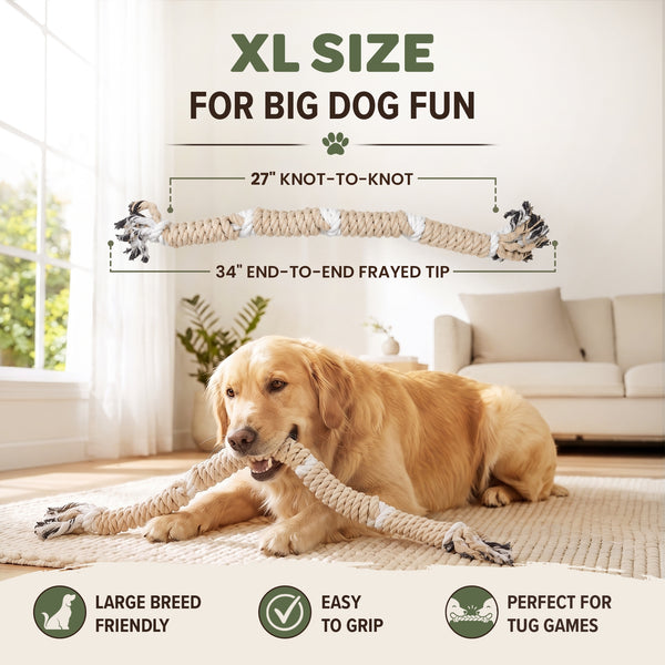 Twist Tug Toy for Large Dogs - Natural