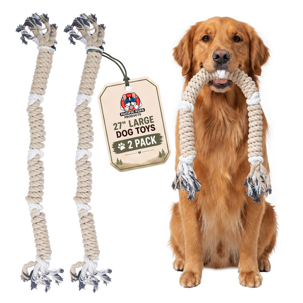 Twist Tug Toy for Large Dogs - 2 PACK - Natural