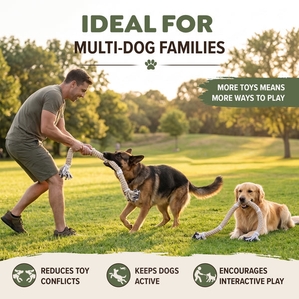 Twist Tug Toy for Large Dogs - 2 PACK - Natural