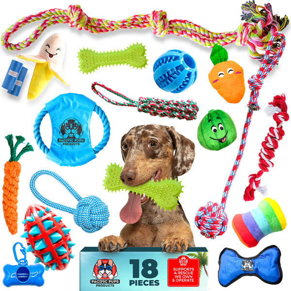 18 Piece Dog Toy Set (for Small, Medium and Large Dogs)