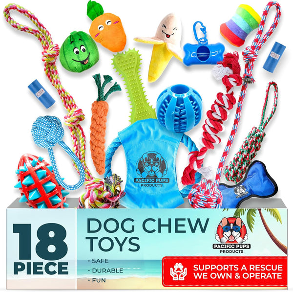 18 Piece Dog Toy Set (for Small, Medium and Large Dogs)