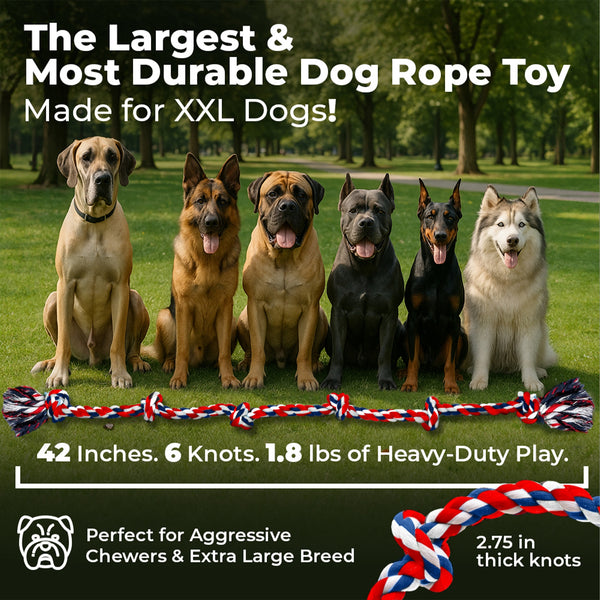 XXL 6 Knot Giant Dog Rope (for XL and XXL Dogs) - Red