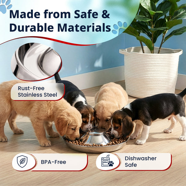 Puppy Bowl for Litters, Slow Feeding Bowl with Grip 11.8 in - 2 Pack