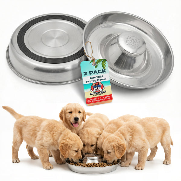 Puppy Bowl for Litters, Slow Feeding Bowl with Grip 11.8 in - 2 Pack