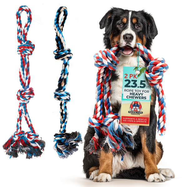 XL Single Rope Toy - 2 PACK - Red & Blue