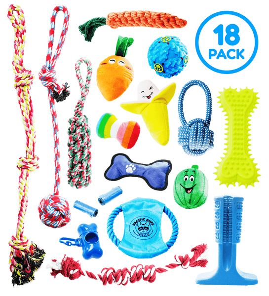 18 Piece Dog Toy Set (for Small, Medium and Large Dogs)